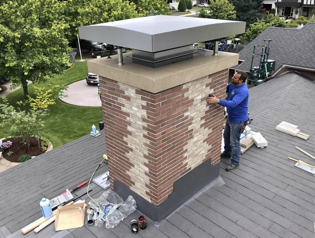 West Hollywood Chimney Sweep team working on a custom chimney remodel in West Hollywood, CA