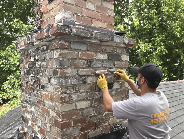 In-progress chimney restoration by West Hollywood Chimney Sweep in West Hollywood, CA