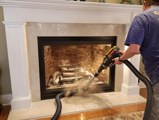 Fireplace cleaning performed by West Hollywood Chimney Sweep in West Hollywood, CA