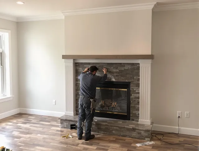 West Hollywood Chimney Sweep finishing a custom fireplace install in West Hollywood, CA